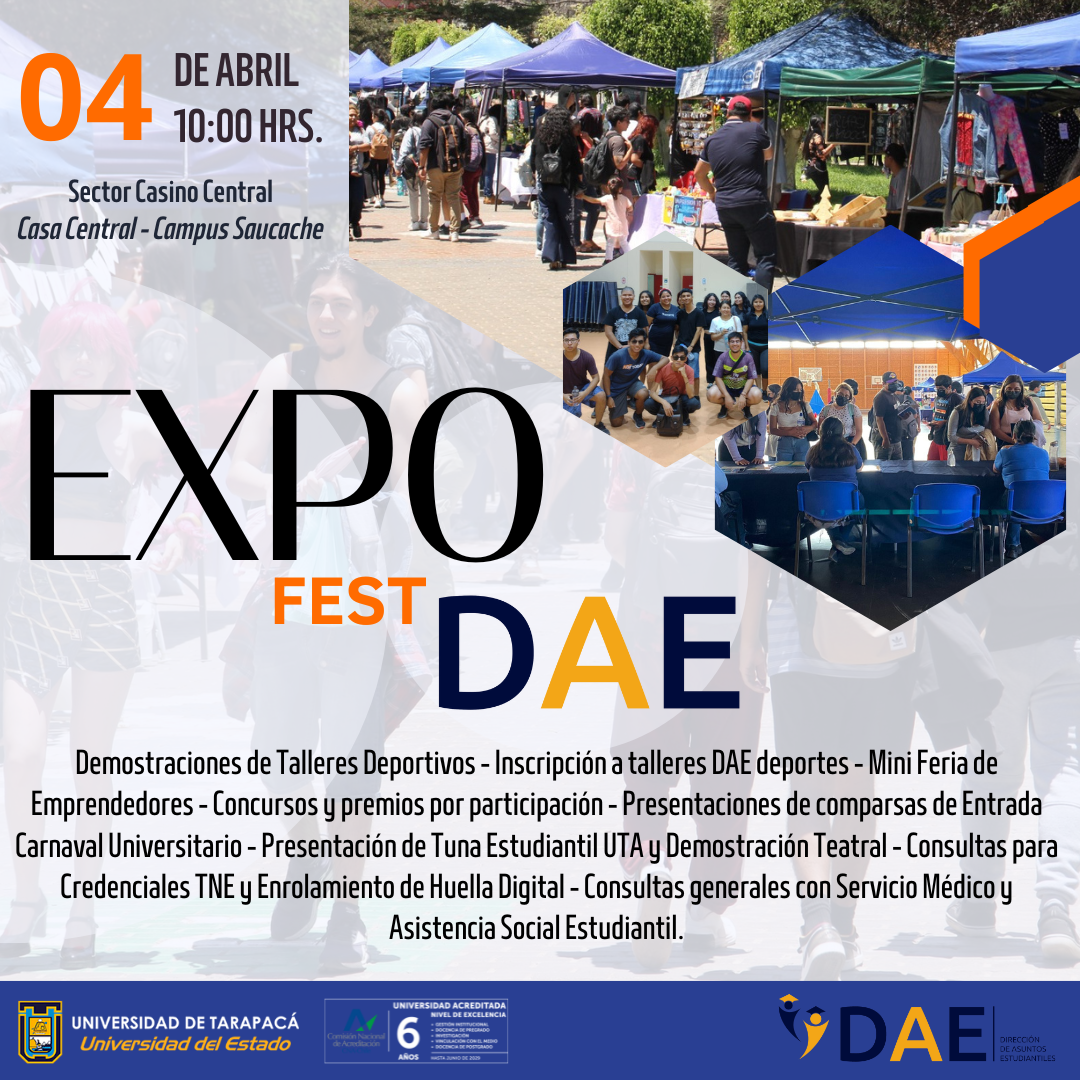 Participa en la Expo Fest DAE 2024 este 04 de Abril en Campus Saucache